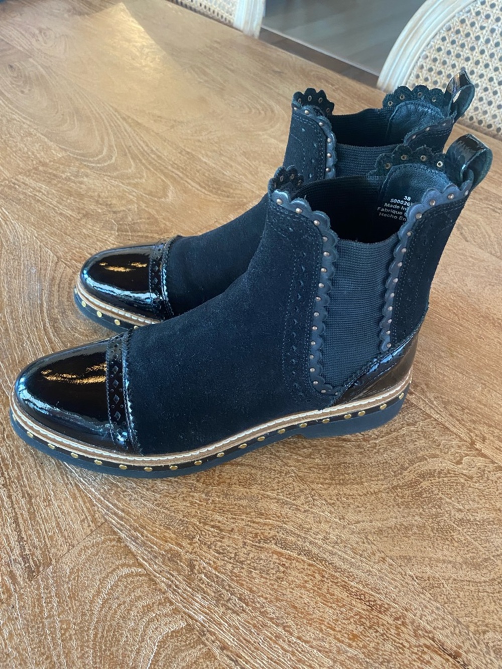 Free People Atlas black patent suede studded Chelsea boots - Picture 4 of 13
